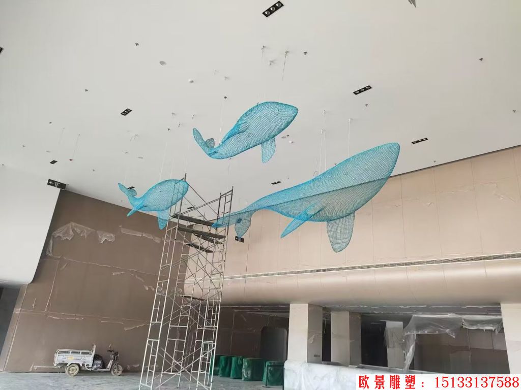 不銹鋼吊頂鏤空動(dòng)物鯨魚擺件，適合海洋館景觀裝飾,6