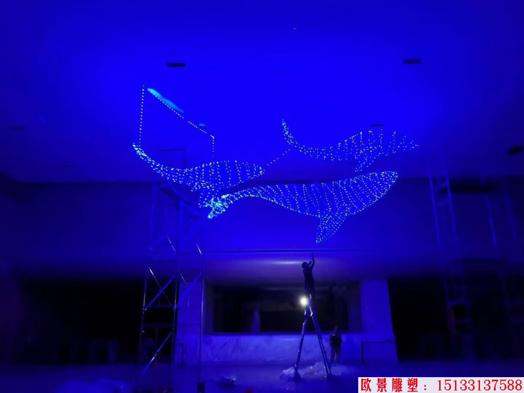 不銹鋼吊頂鏤空動(dòng)物擺件，適合海洋館景觀裝飾