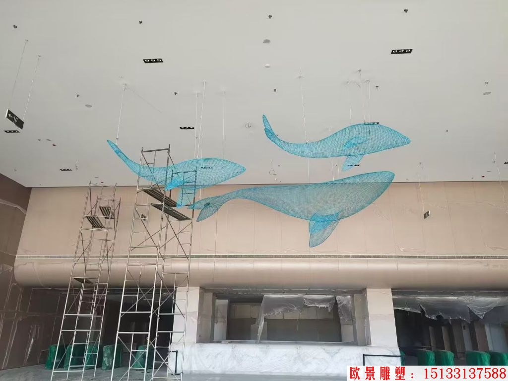 不銹鋼吊頂鏤空動(dòng)物鯨魚擺件，適合海洋館景觀裝飾,3