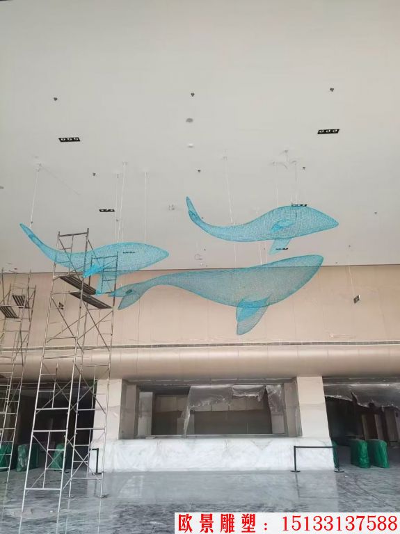 不銹鋼吊頂鏤空動(dòng)物鯨魚擺件，適合海洋館景觀裝飾,4
