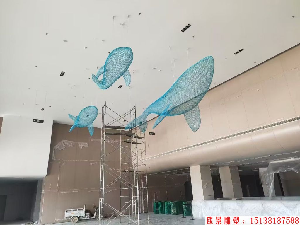 不銹鋼吊頂鏤空動(dòng)物鯨魚擺件，適合海洋館景觀裝飾,5