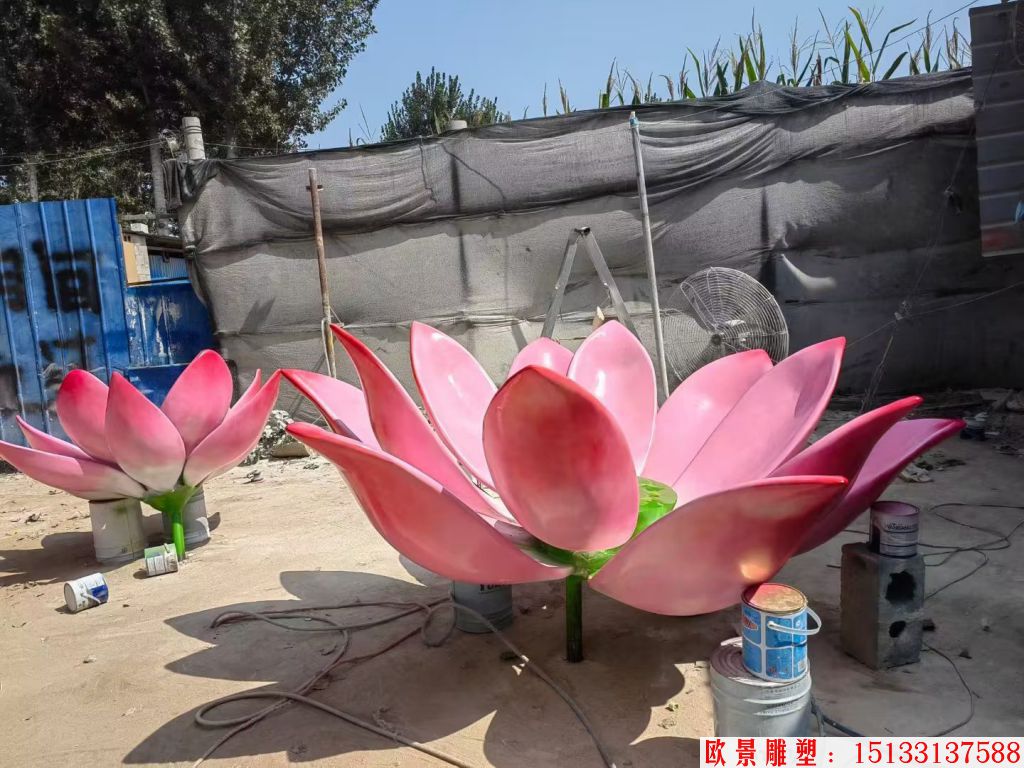 不銹鋼仿真粉色荷花蓮花雕塑，仿真水蓮花1